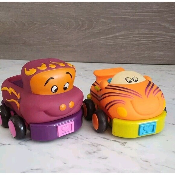 B. Toys Pull Back Toy Soft Cars Set 2 Target Race Car Pick Up Truck Pre School - Picture 2 of 9